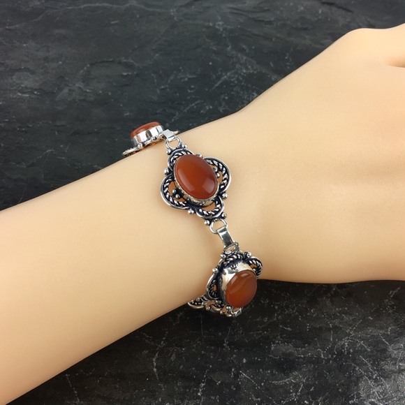 Agate Stone Toggle Bracelet 7.5 8 - Picture 3 of 10